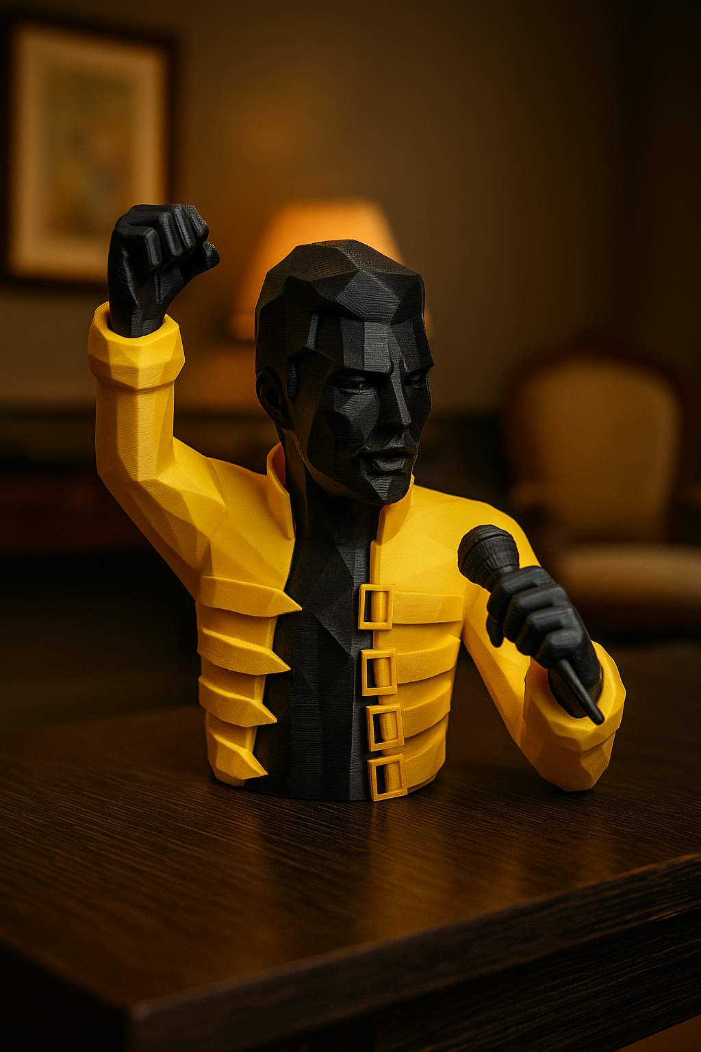 Freddie Mercury Sculpture – Low-Poly Style Iconic Music Figure 3D STL Model