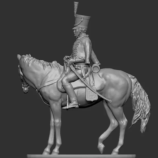 Napoleon Hussar on horseback 3D OBJ Model
