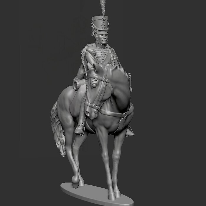 Napoleon Hussar on horseback 3D OBJ Model — view 2