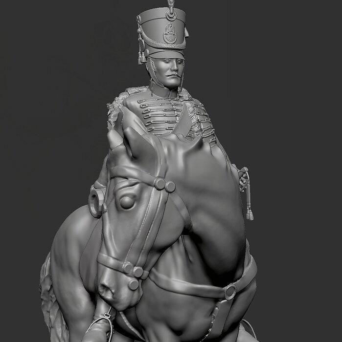 Napoleon Hussar on horseback 3D OBJ Model — view 4