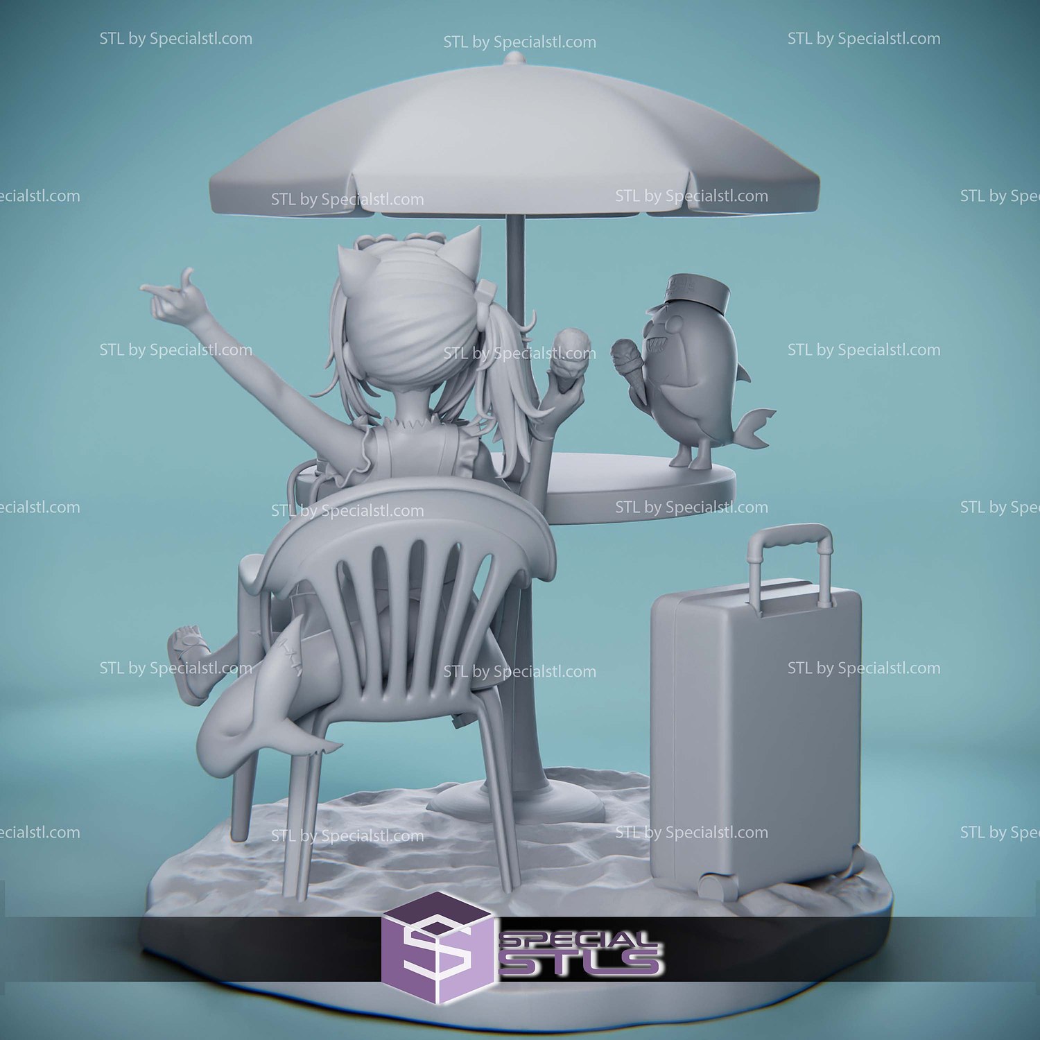 Gawr Gura Beach 3D Printer Files STL Model — view 4