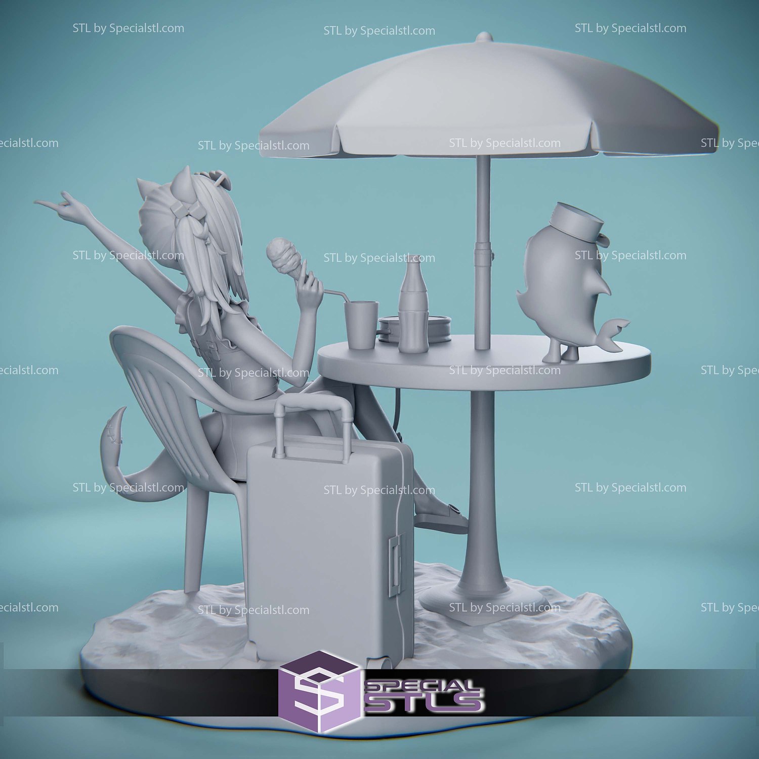 Gawr Gura Beach 3D Printer Files STL Model — view 5