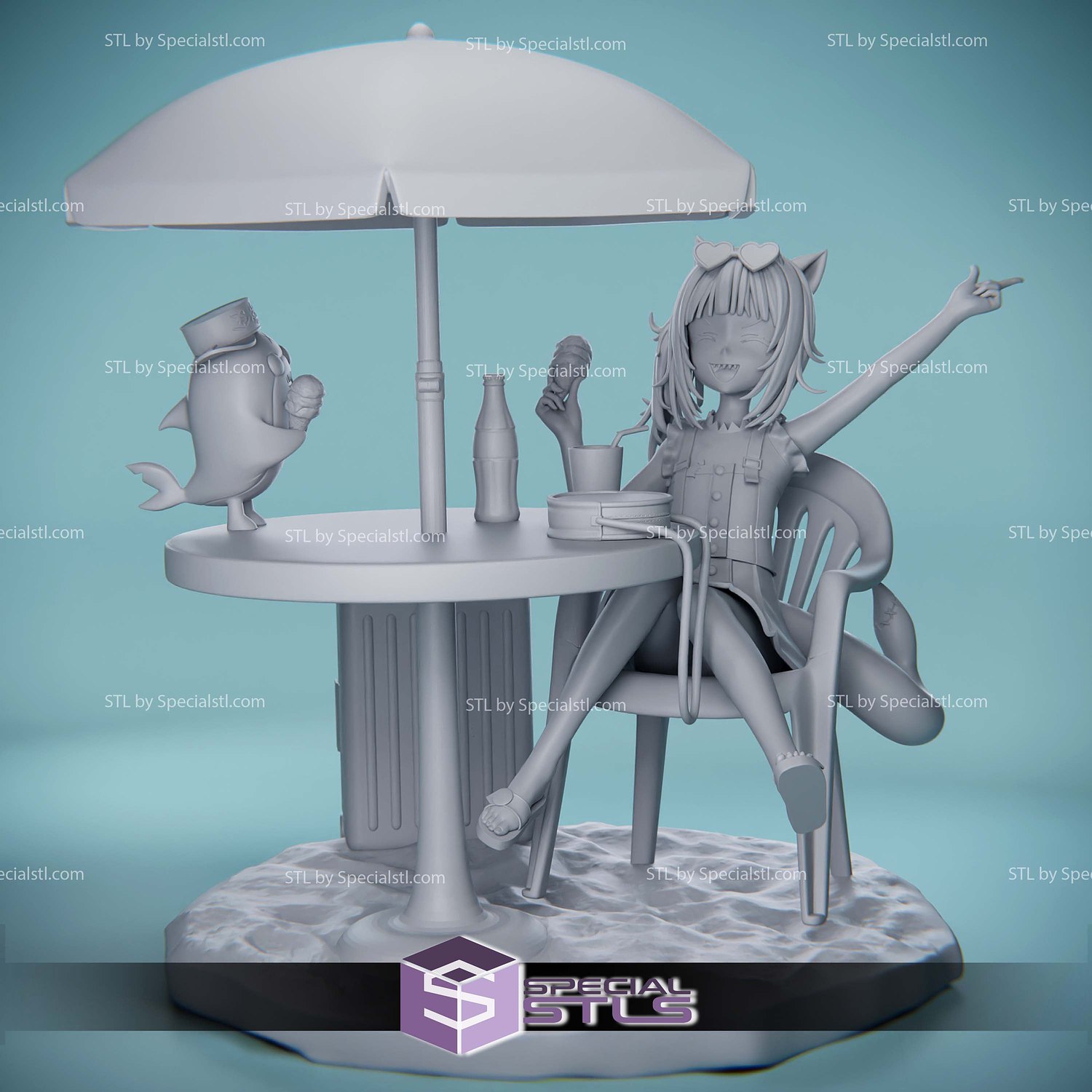 Gawr Gura Beach 3D Printer Files STL Model — view 6