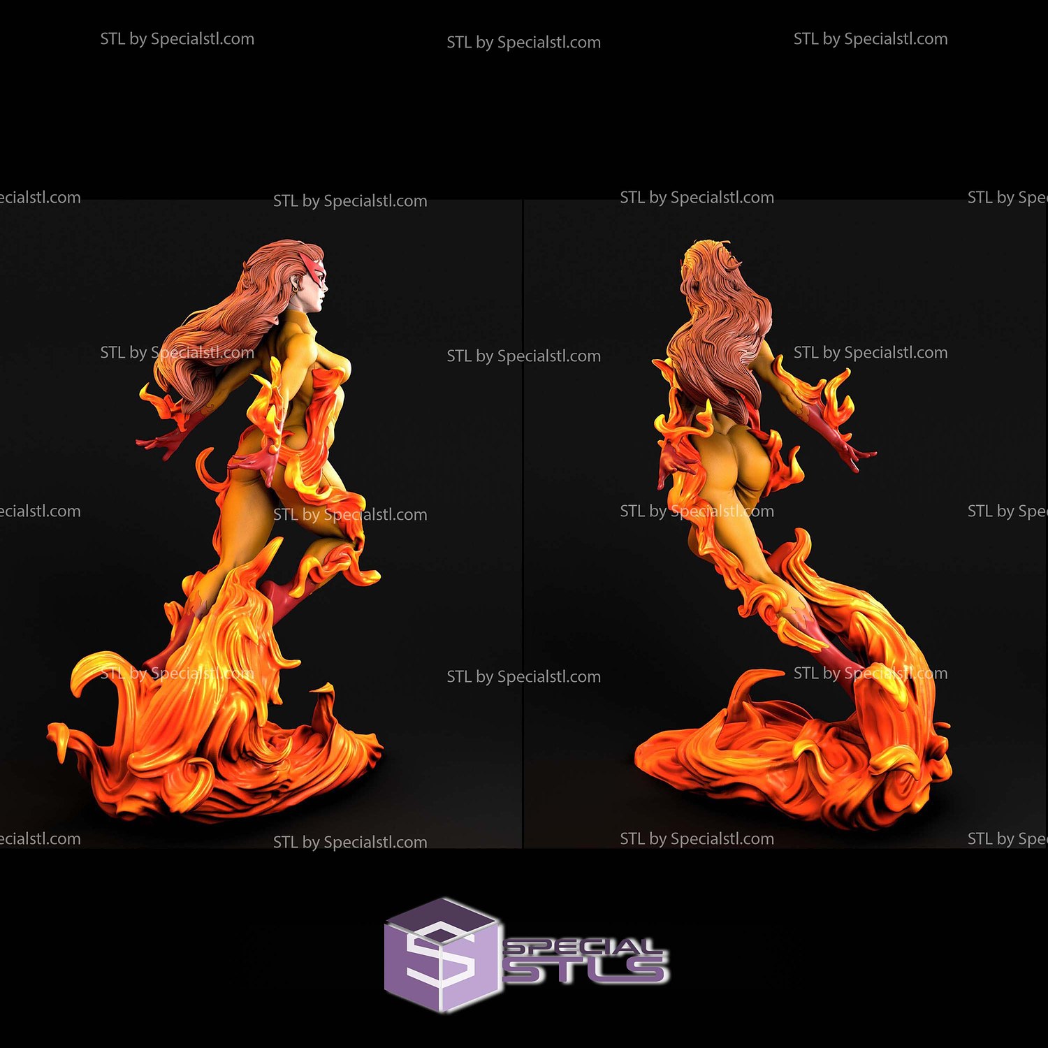 Firestar Spiderman STL Files 3D Model — view 2