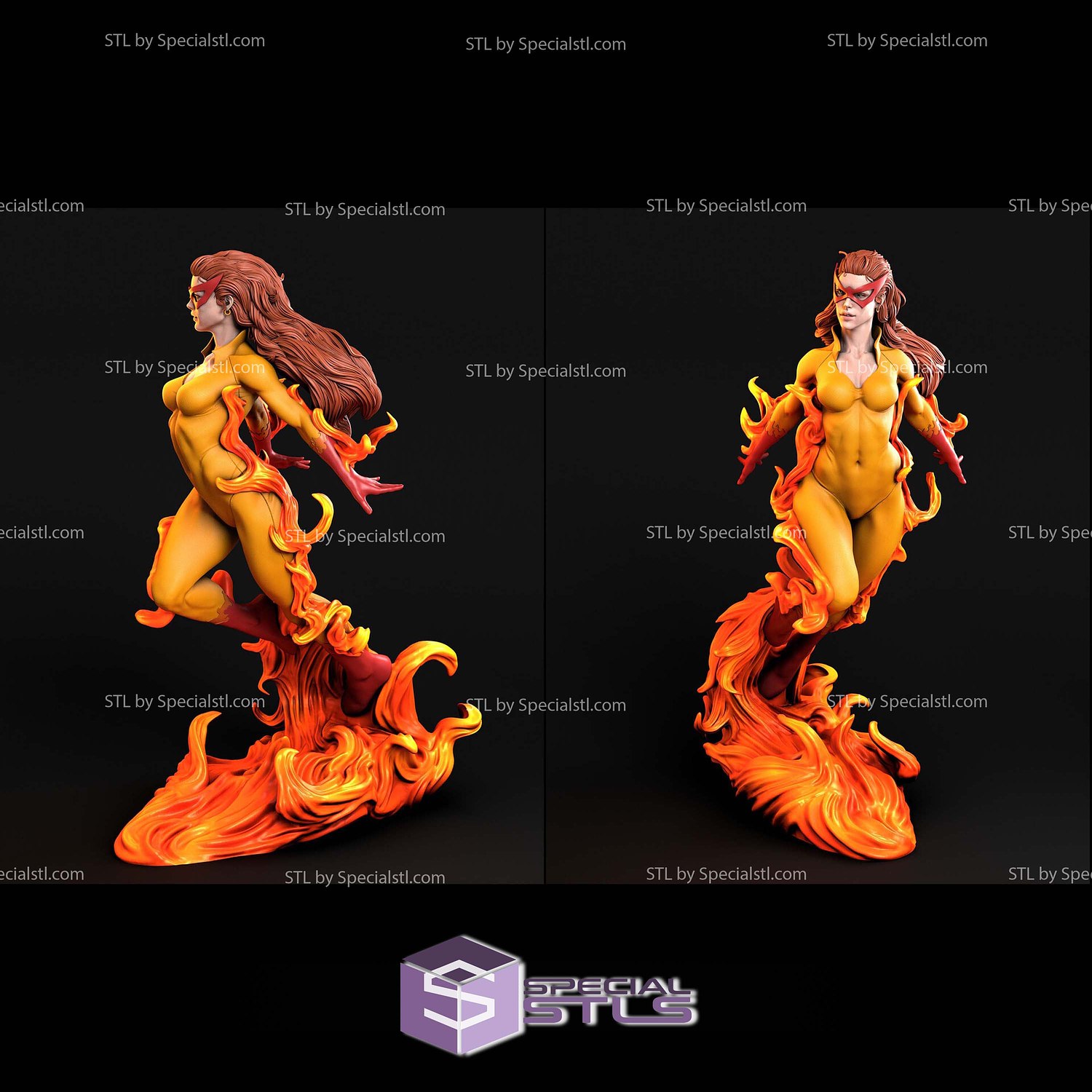 Firestar Spiderman STL Files 3D Model — view 3