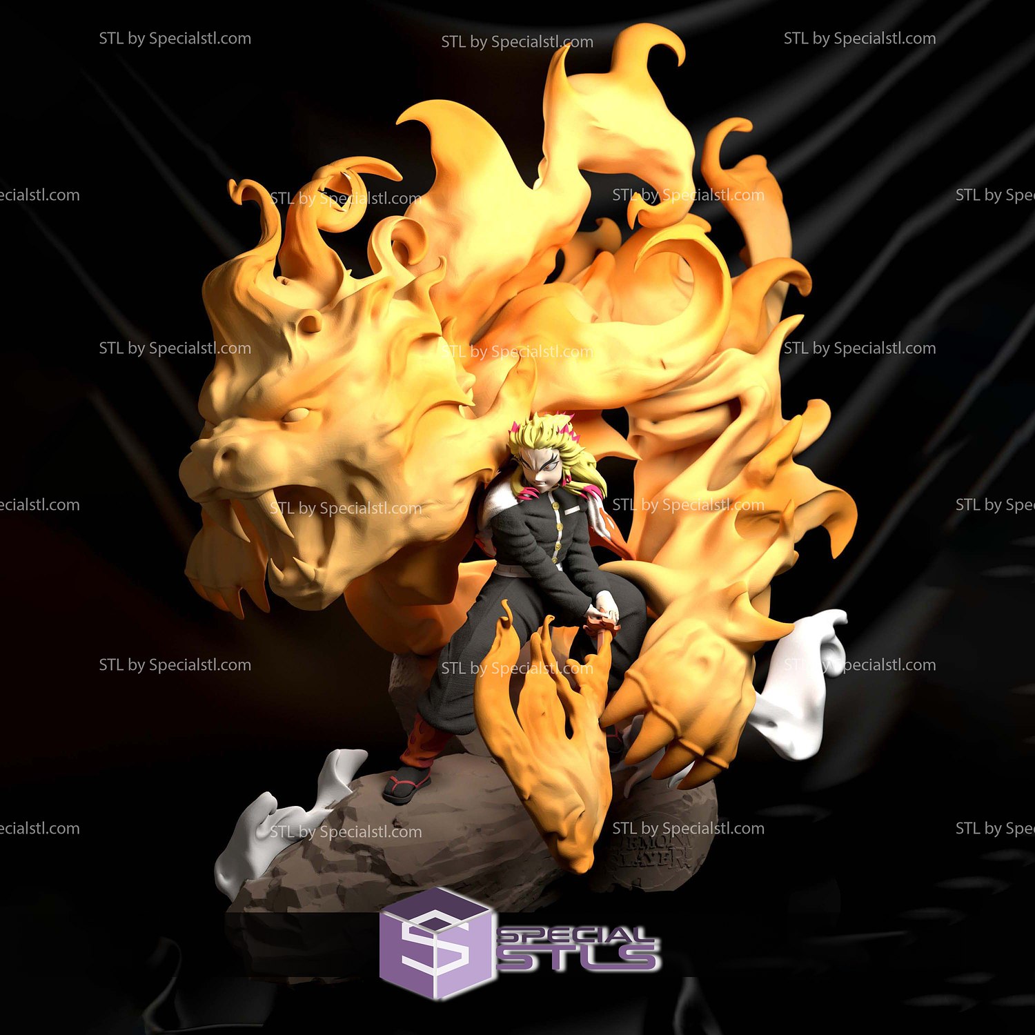 Rengoku Fire Dragon 3D Model Sculpture STL Model — view 2