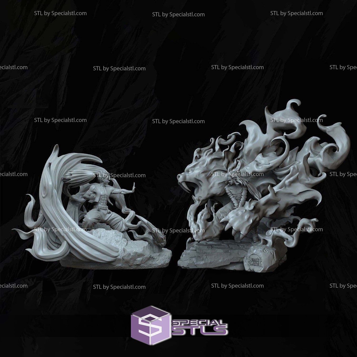 Rengoku Fire Dragon 3D Model Sculpture STL Model — view 4