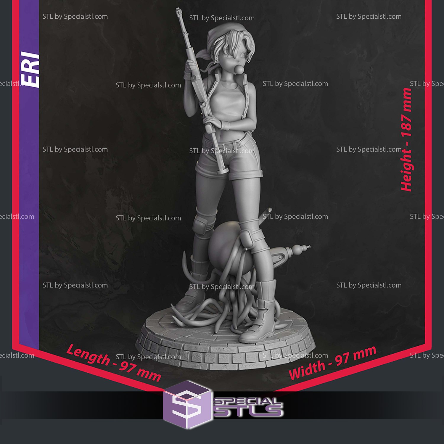 Eri Kasamoto Metal Slug 3D Printer Files STL Model — view 3