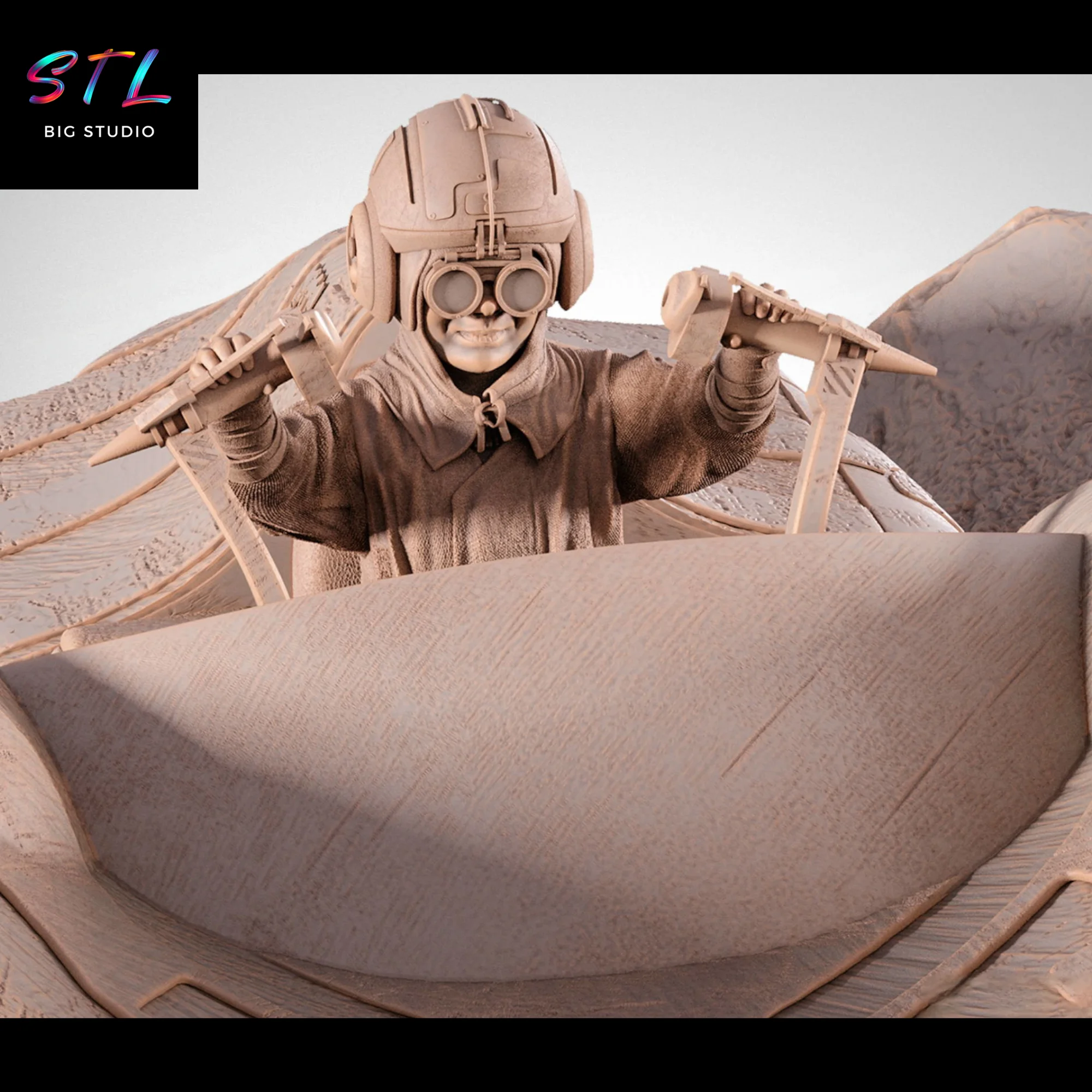 Anakin Skywalker Podracer STL | Star Wars | 3D Printable Figure Model — view 3