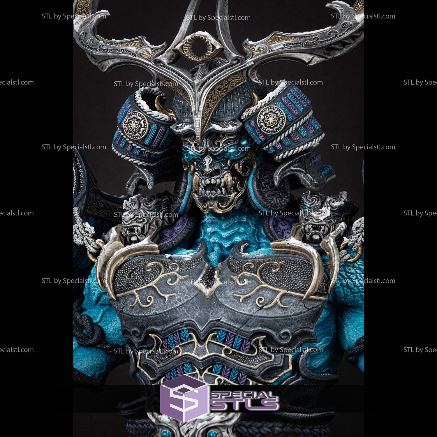 Tenjin Samurai Bust 3D Printer Files STL Model — view 3