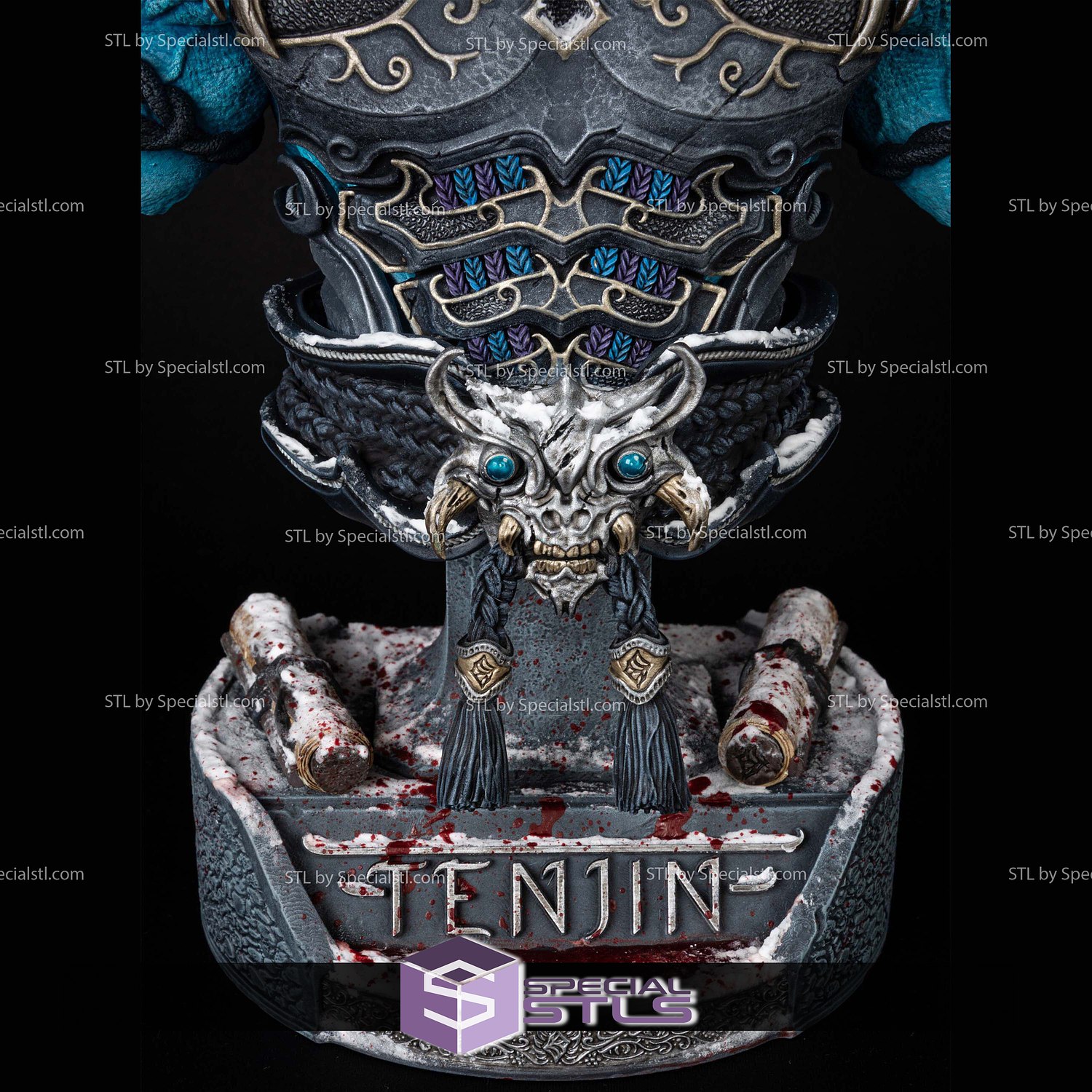 Tenjin Samurai Bust 3D Printer Files STL Model — view 4