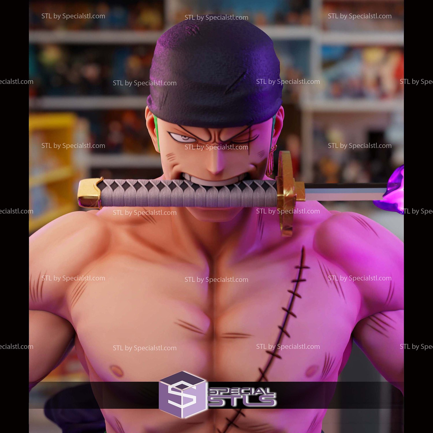 Zoro 2 Hand 3 Sword 3D Printer Files STL Model — view 2