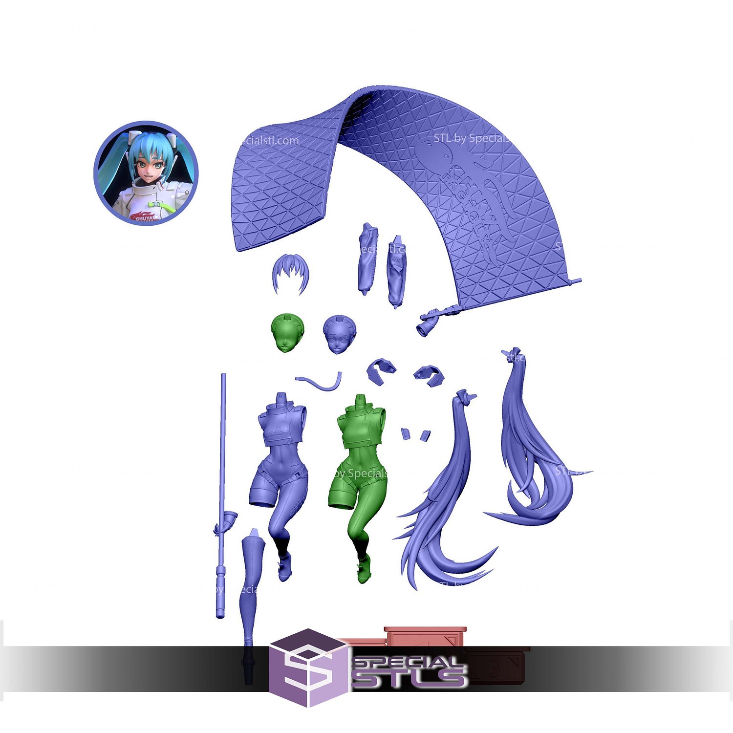 Hatsune Miku Racing Edition 3D Printer Files STL Model — view 7