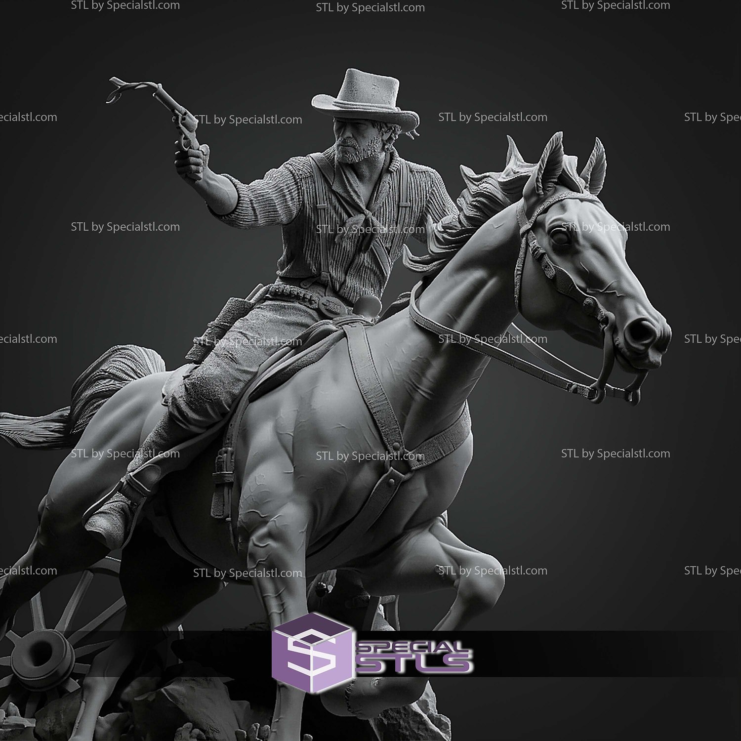 Arthur Morgan on Horse 325mm STL Files 3D Model — view 2