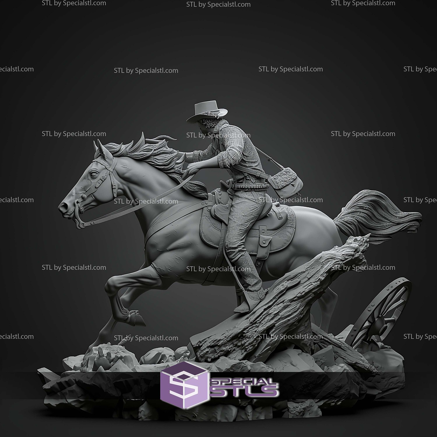 Arthur Morgan on Horse 325mm STL Files 3D Model — view 3