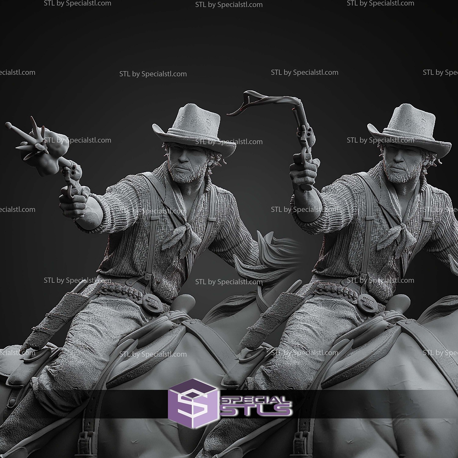 Arthur Morgan on Horse 325mm STL Files 3D Model — view 4
