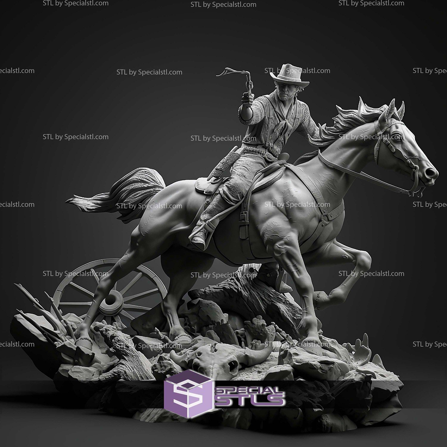 Arthur Morgan on Horse 325mm STL Files 3D Model — view 5