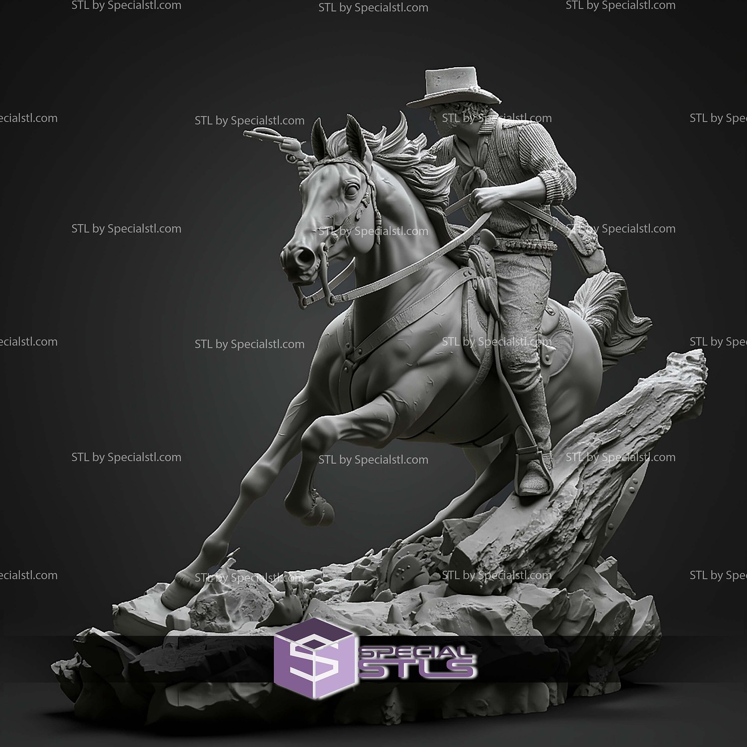 Arthur Morgan on Horse 325mm STL Files 3D Model — view 6