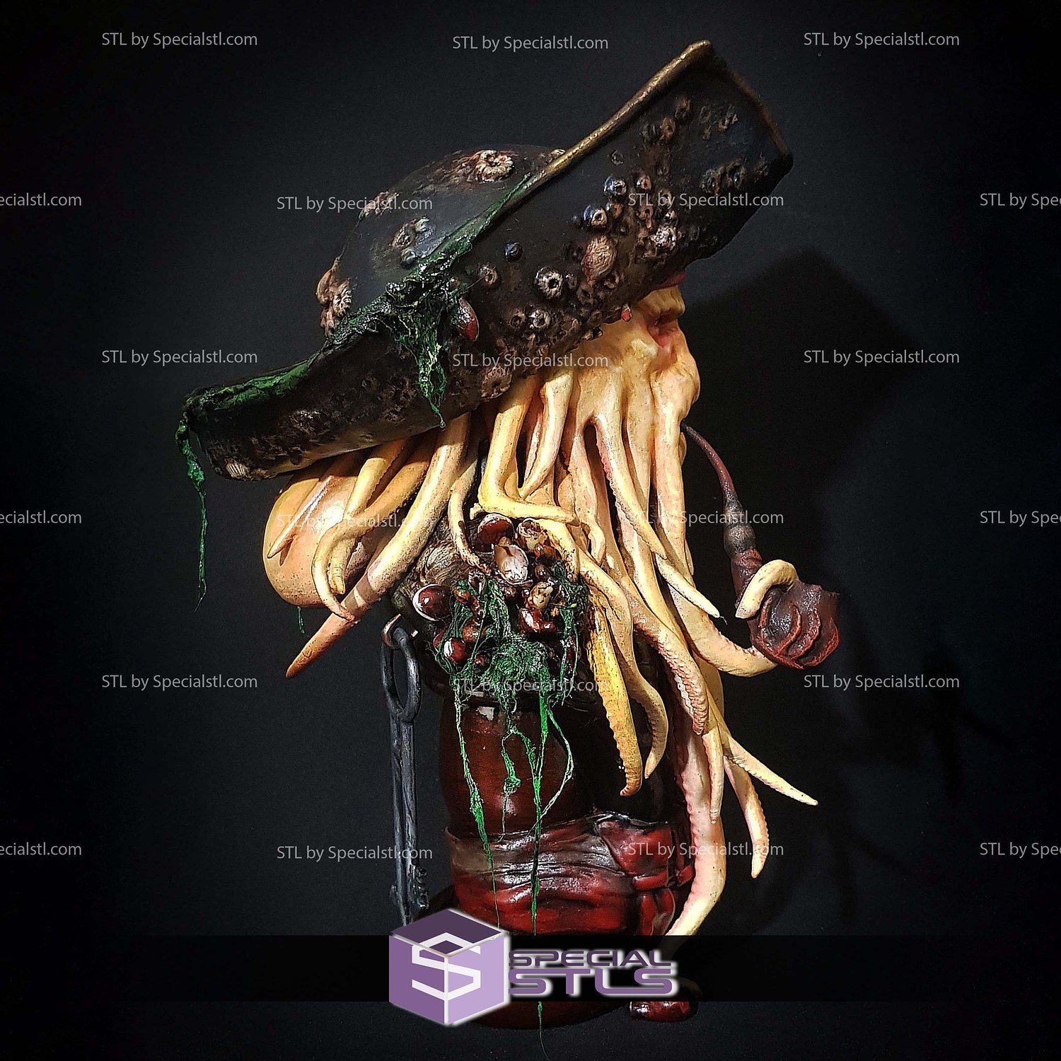 Davy Jones Bust 3D Printer Files STL Model — view 2
