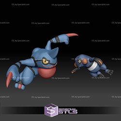 Pokemon STL Collection Croagunk Toxicroak 3D Model