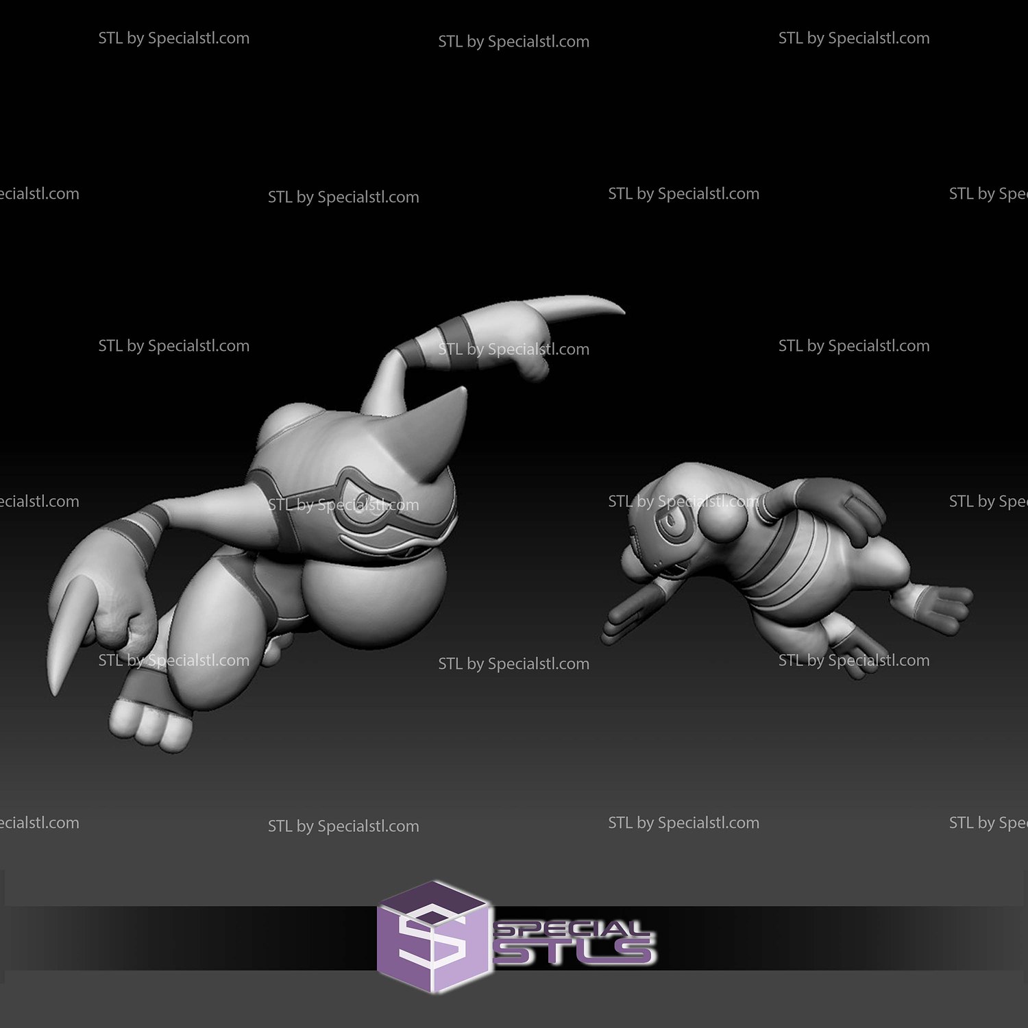 Pokemon STL Collection Croagunk Toxicroak 3D Model — view 2