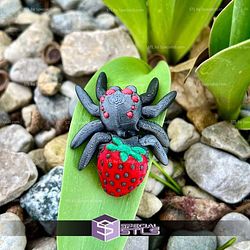 Super Basic STL Strawberry Tiny Spider 3D Model