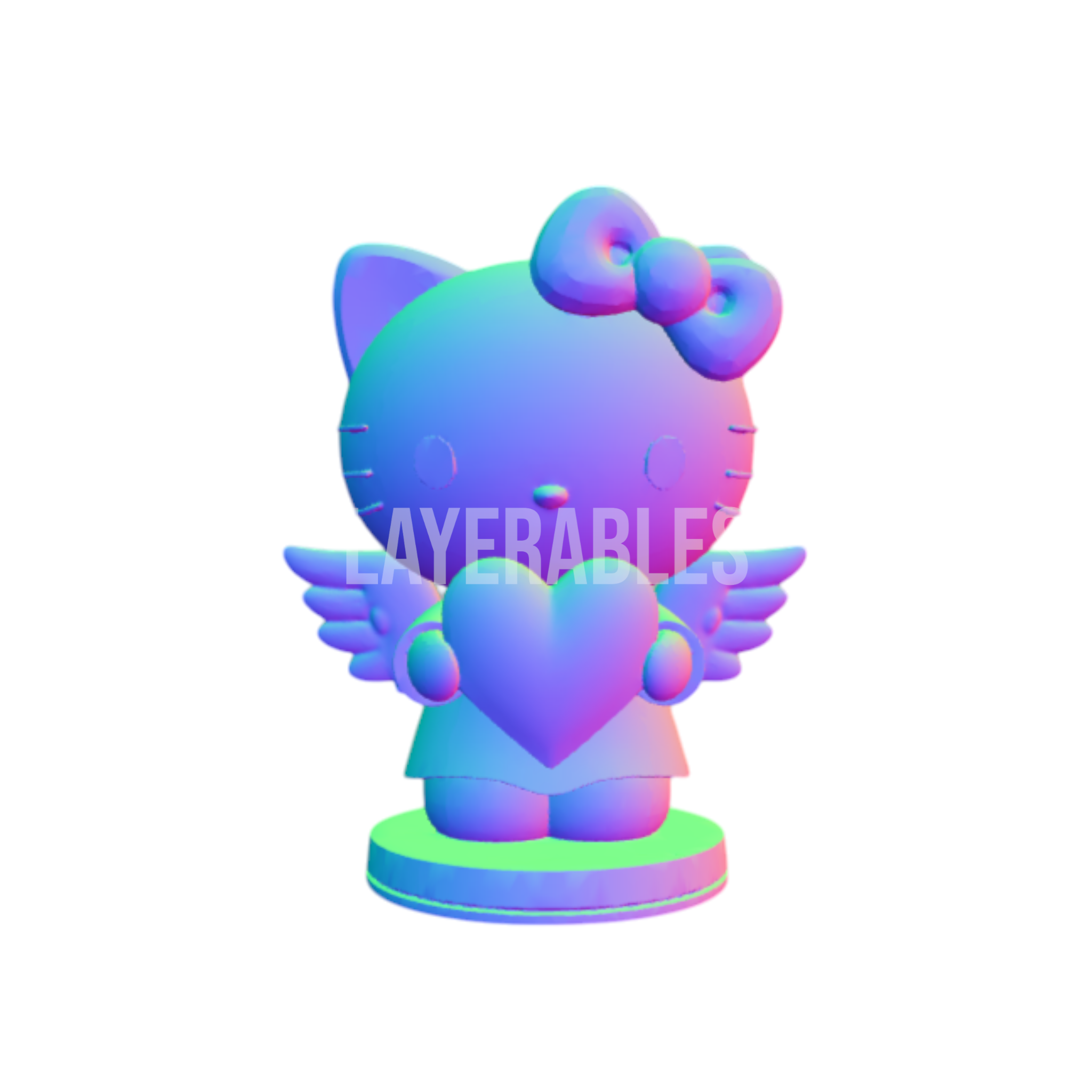 Hello Kitty Valentine STL – Cupid Angel 3D Print – Kawaii Hello Kitty Figurine Model Model