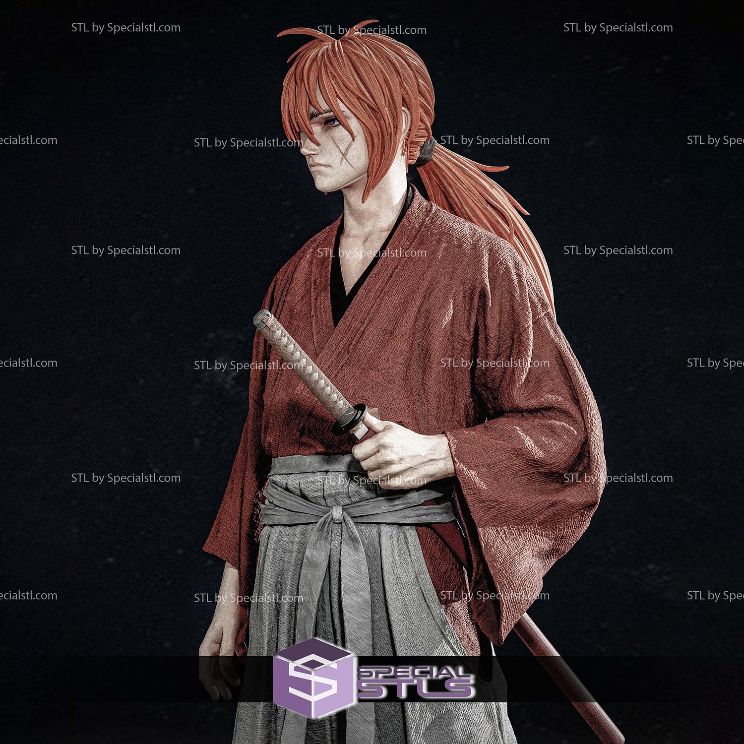 Kenshin Himura Standalone 3D Printer Files STL Model — view 3