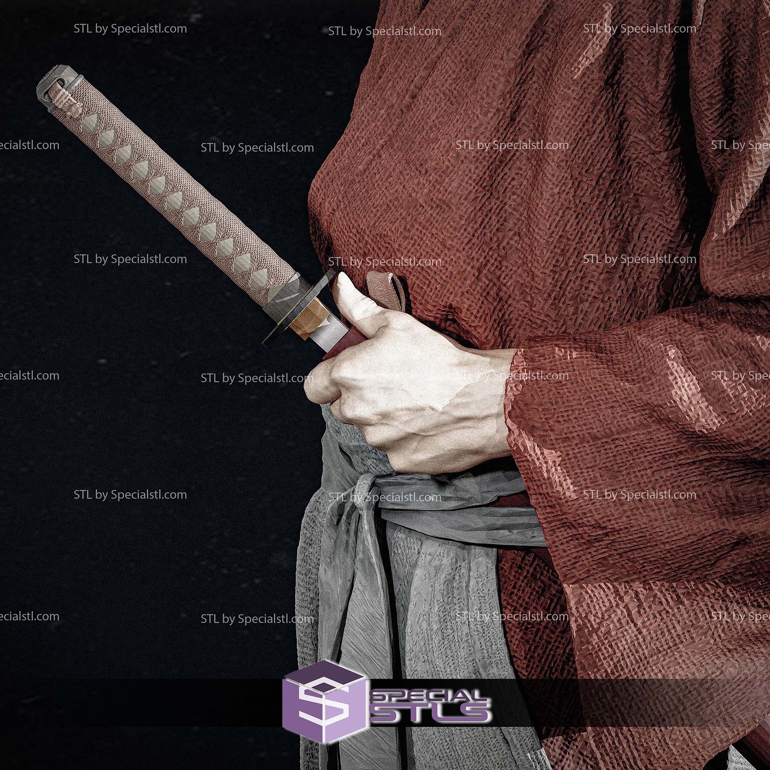 Kenshin Himura Standalone 3D Printer Files STL Model — view 4