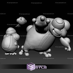 Pokemon STL Collection Tympole Palpitoad Seismitoad 3D Model