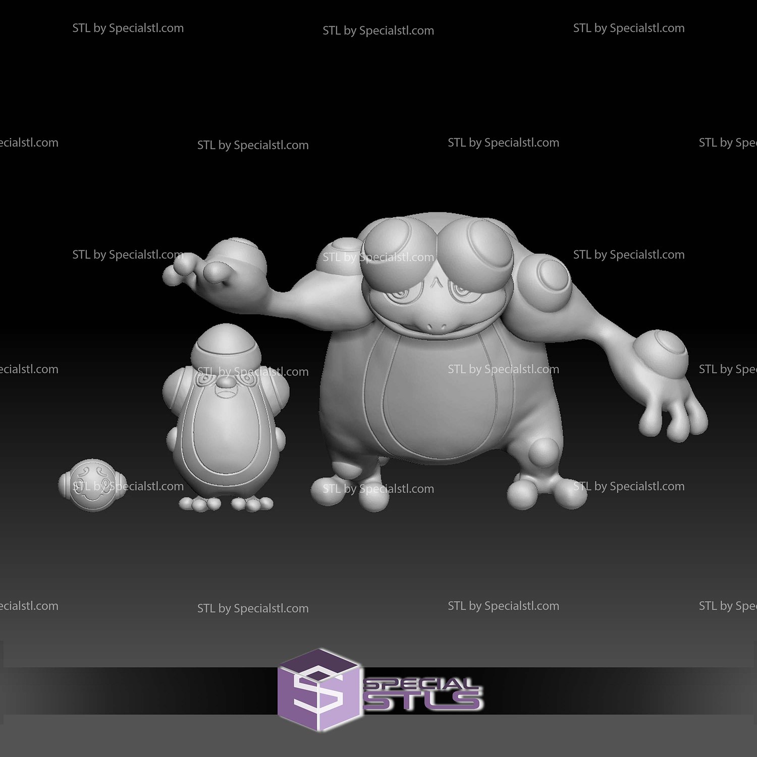 Pokemon STL Collection Tympole Palpitoad Seismitoad 3D Model — view 2