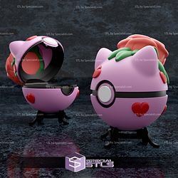 Basic Pokemon Collection - Rose Bulbasaur Pokeball 3D STL Model