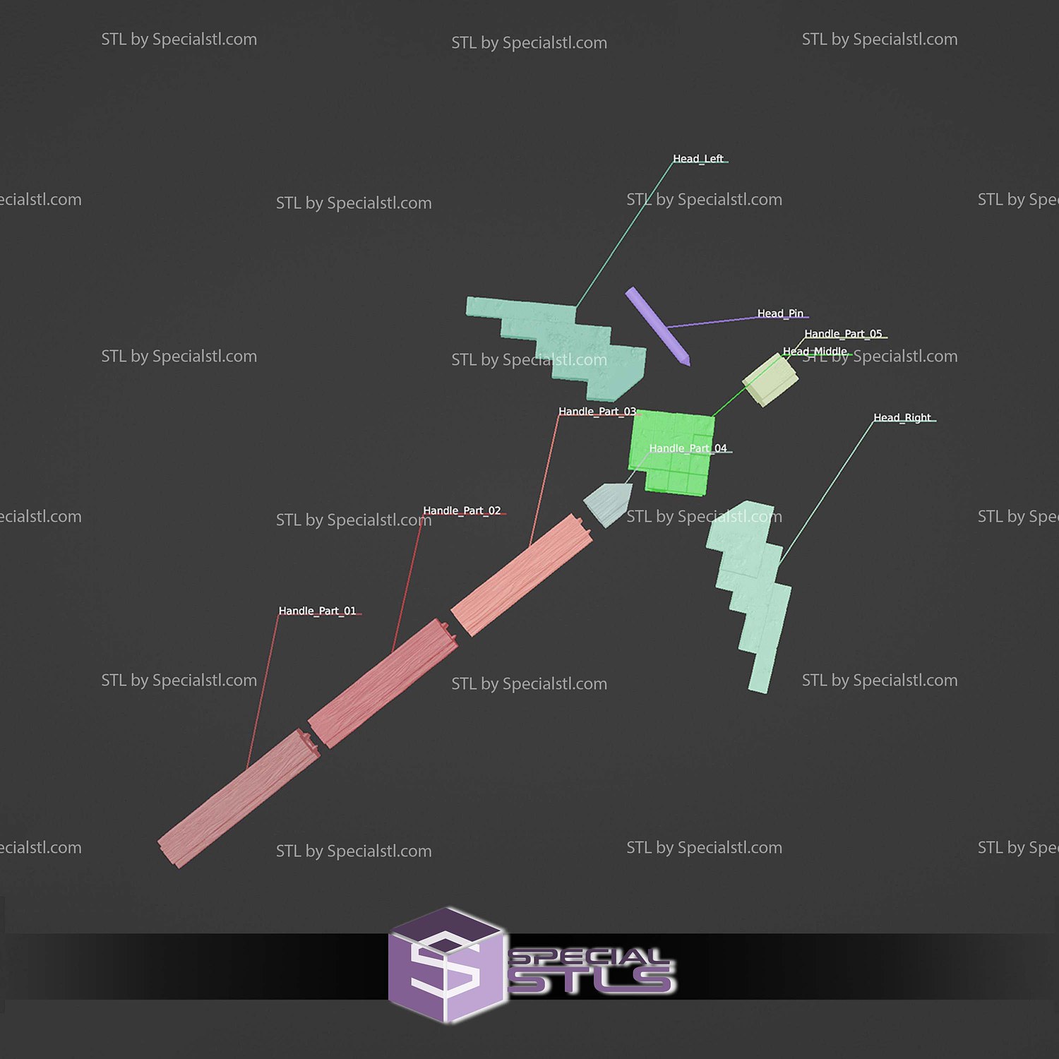 Cosplay STL Files Minecraft Movie Pickaxe 3D Model — view 3