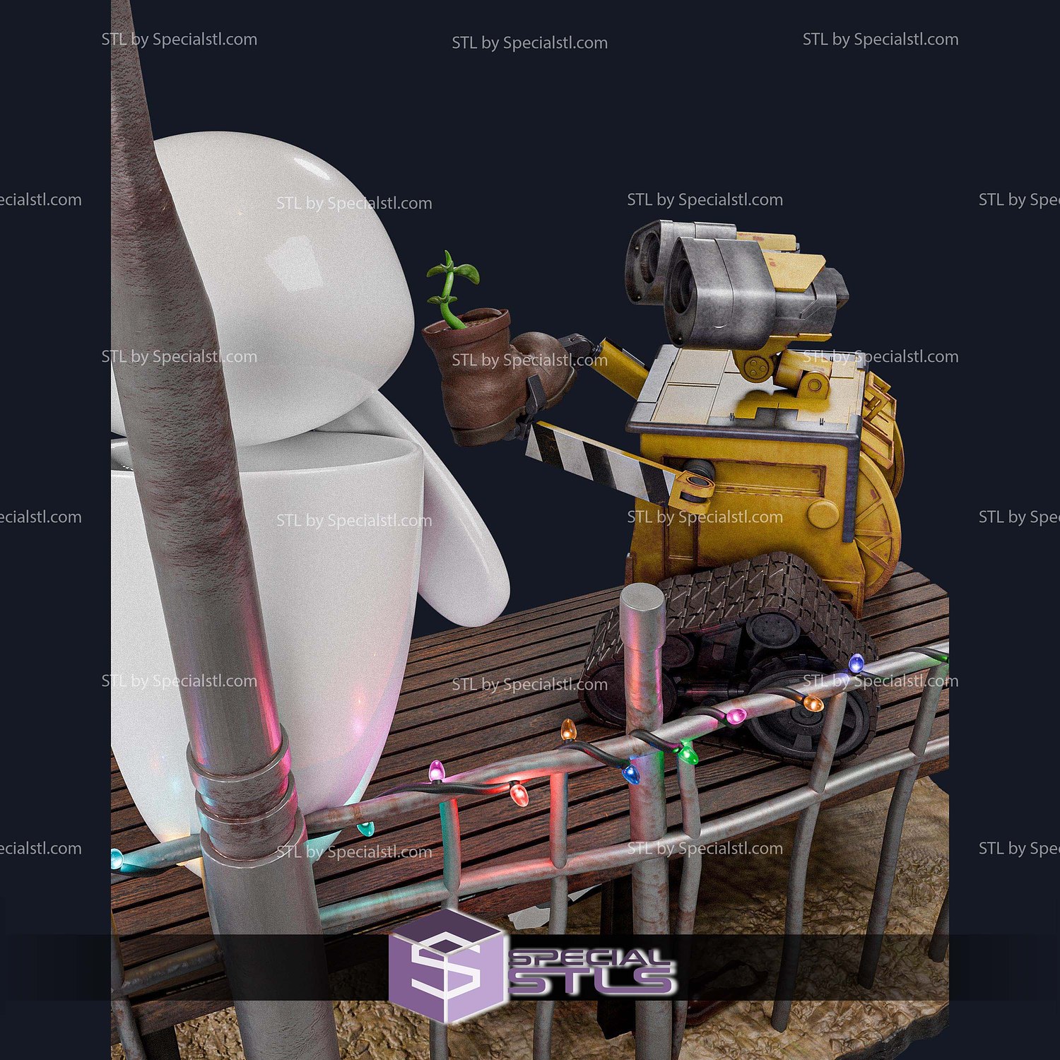 Wall E and Eve 300mm STL Files 3D Model — view 2