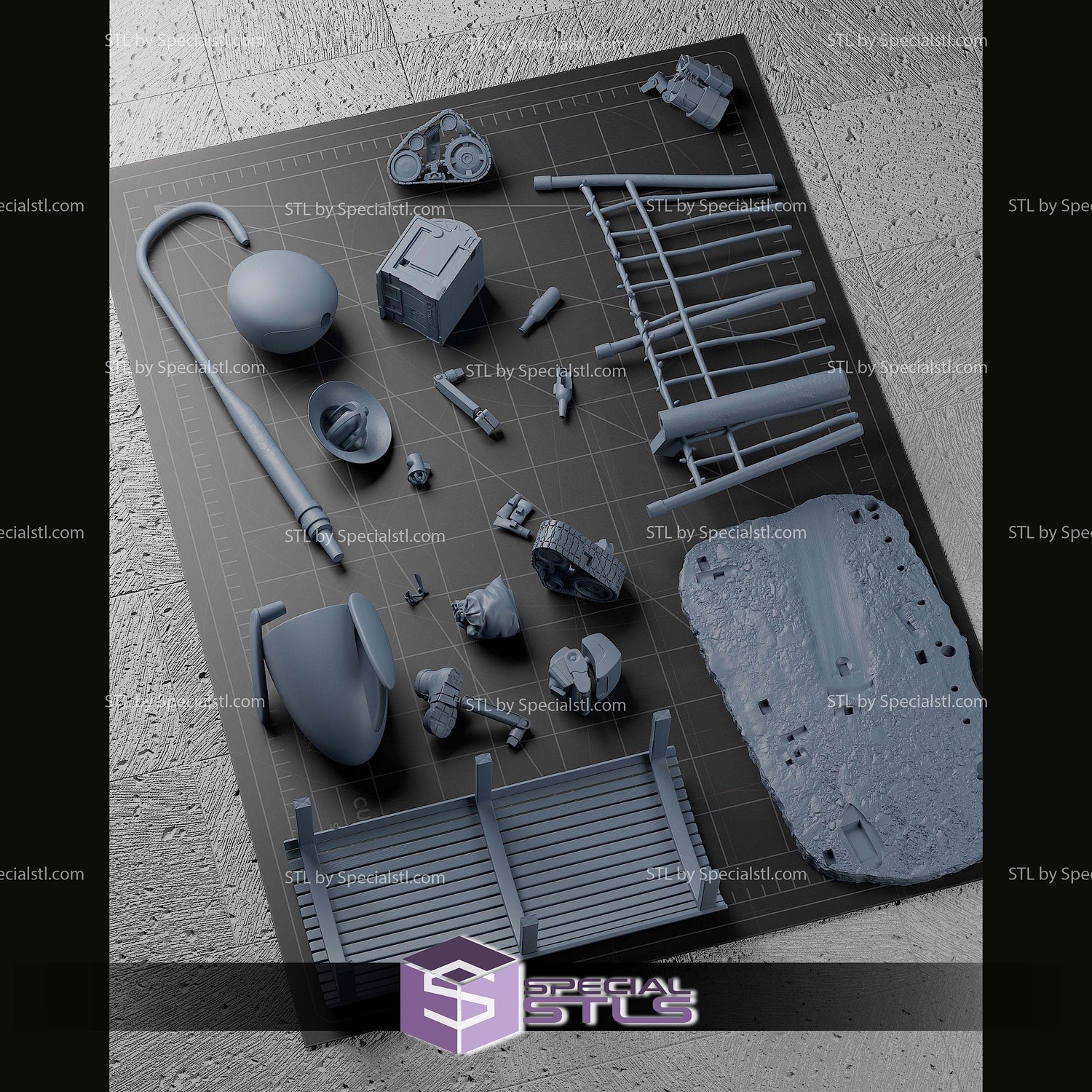 Wall E and Eve 300mm STL Files 3D Model — view 7