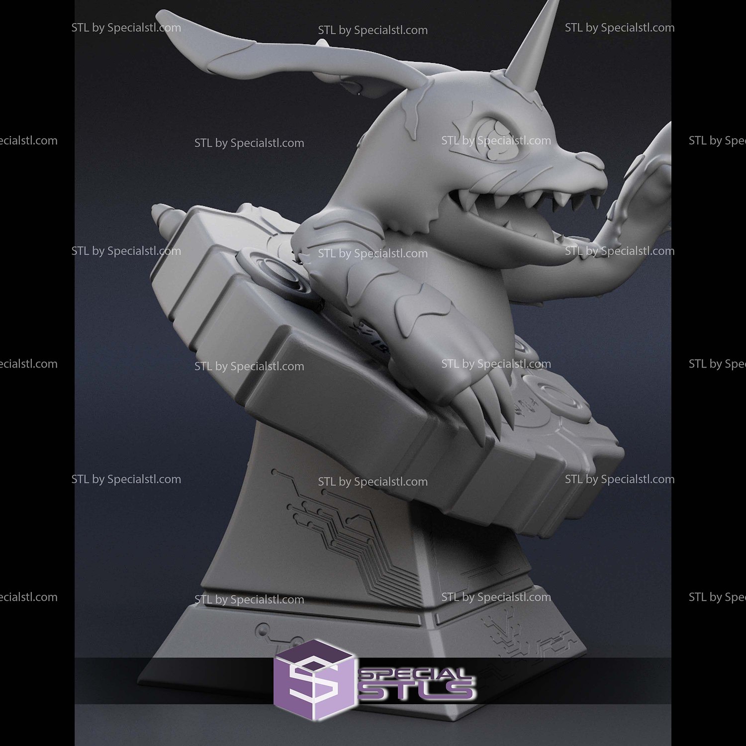 Gabumon Digimon V3 STL Files 3D Model — view 3