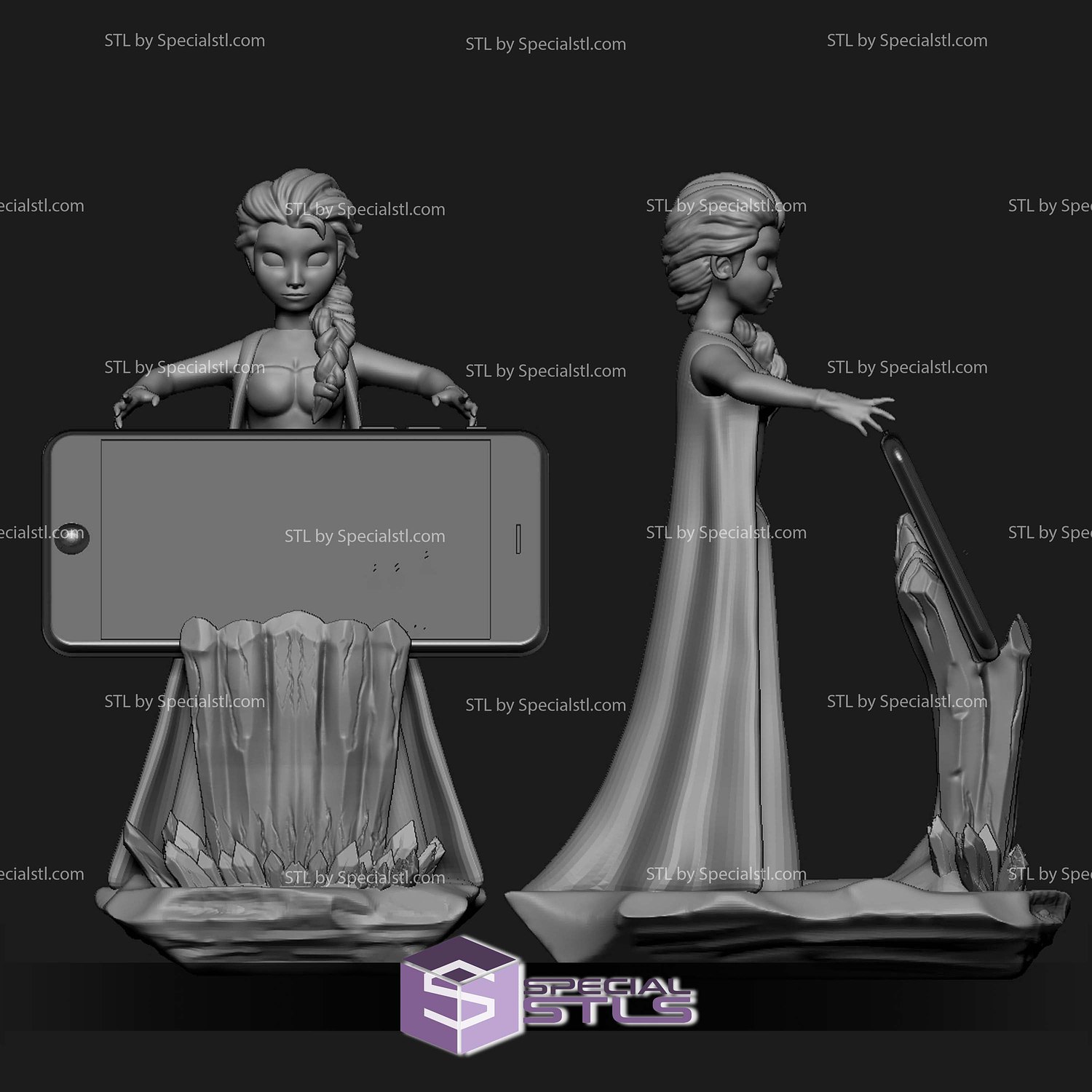 Elsa Cellphone Holder 3D Printer Files STL Model — view 2