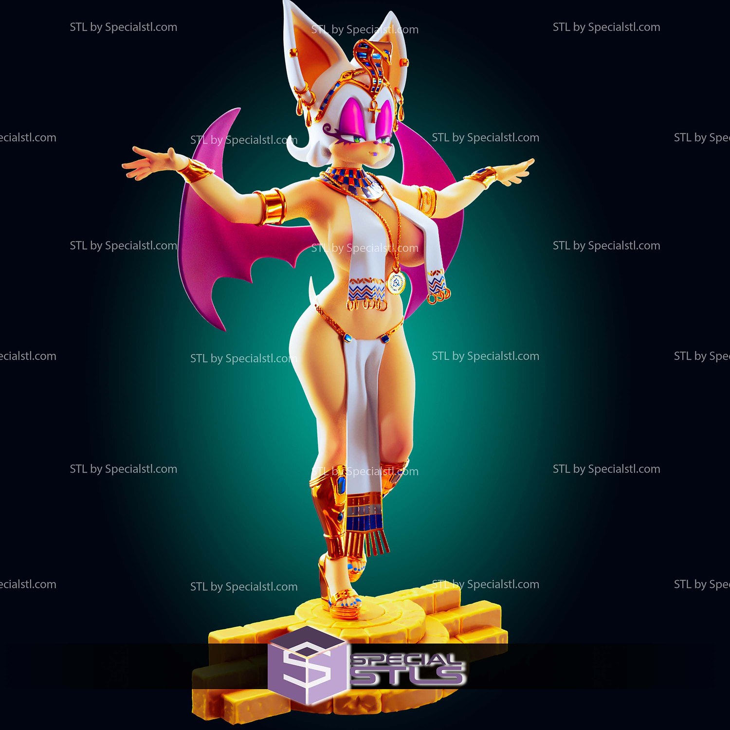 Rouge the Bat Egyptian Cosplay 3D Printer Files STL Model — view 2