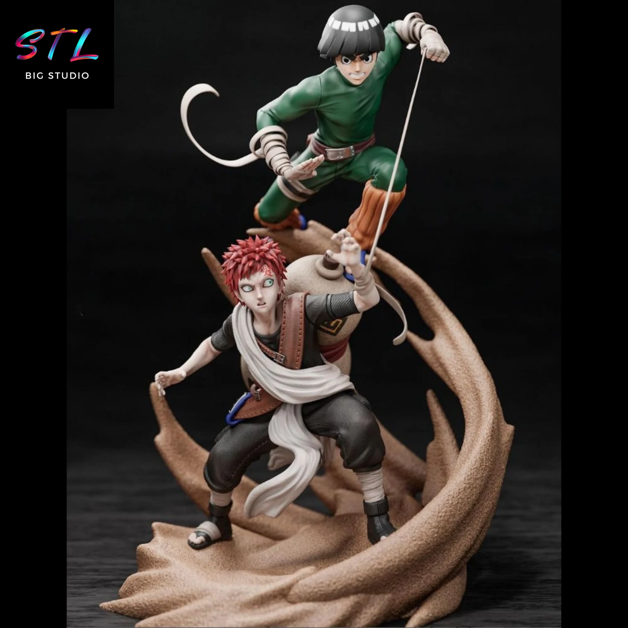 Rock Lee vs Gaara STL | 3D Printable Diorama | Naruto Model