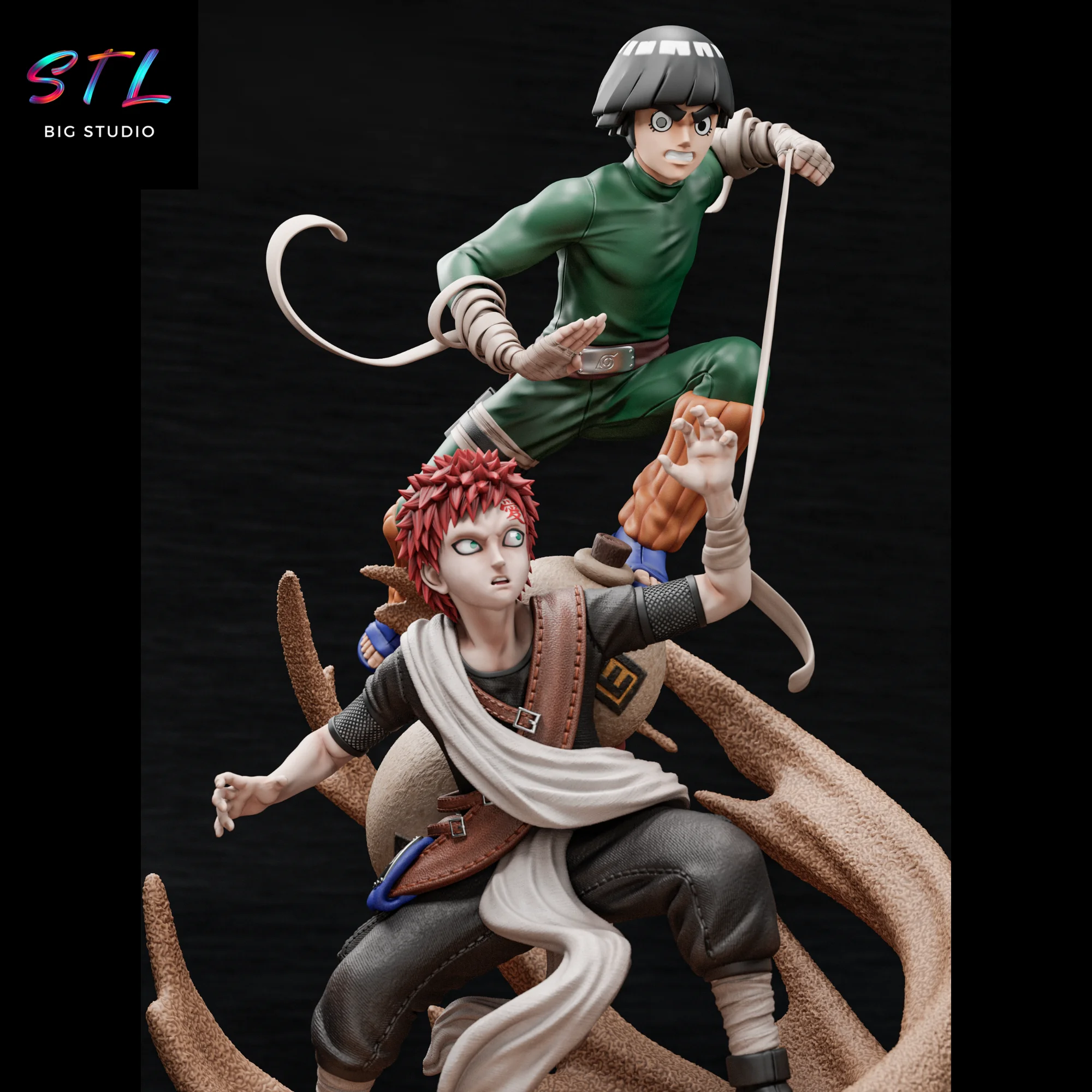 Rock Lee vs Gaara STL | 3D Printable Diorama | Naruto Model — view 2