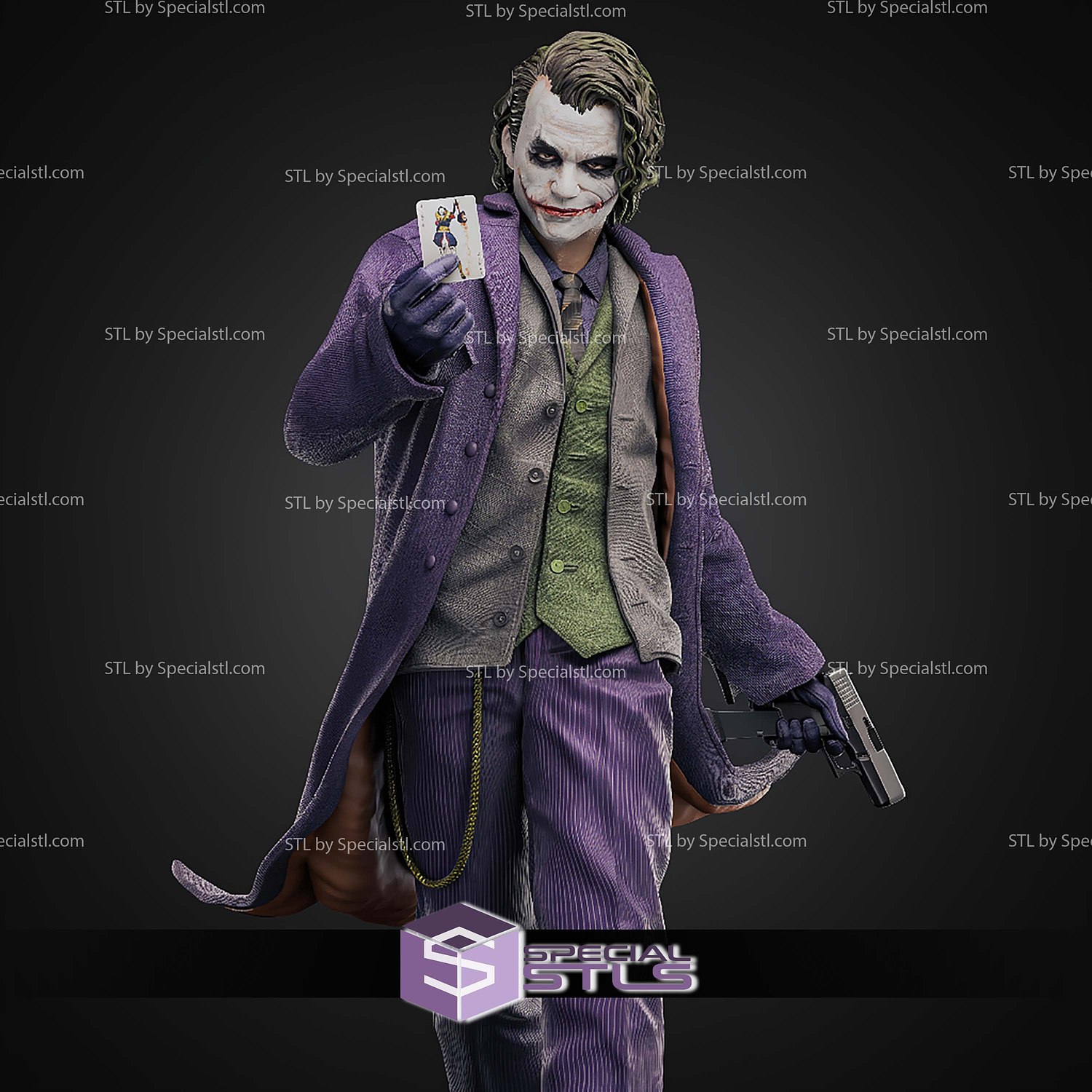 The Clown Joker Heath Ledger 376mm STL Files 3D Model — view 2