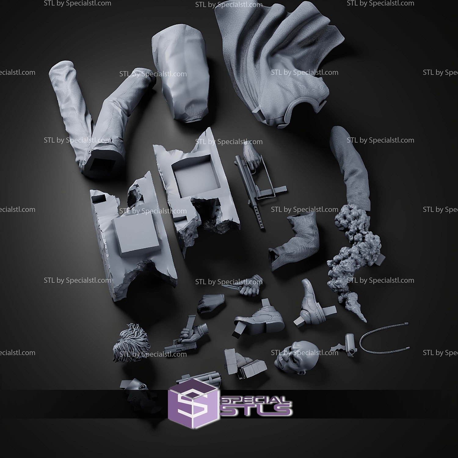 The Clown Joker Heath Ledger 376mm STL Files 3D Model — view 3
