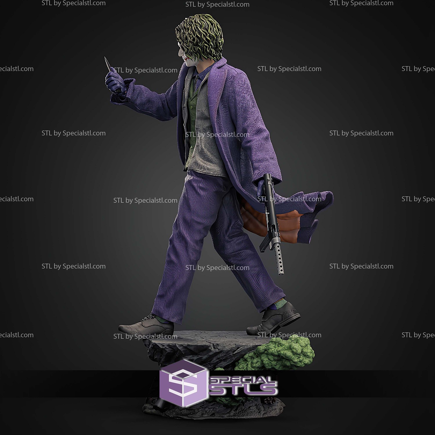 The Clown Joker Heath Ledger 376mm STL Files 3D Model — view 4