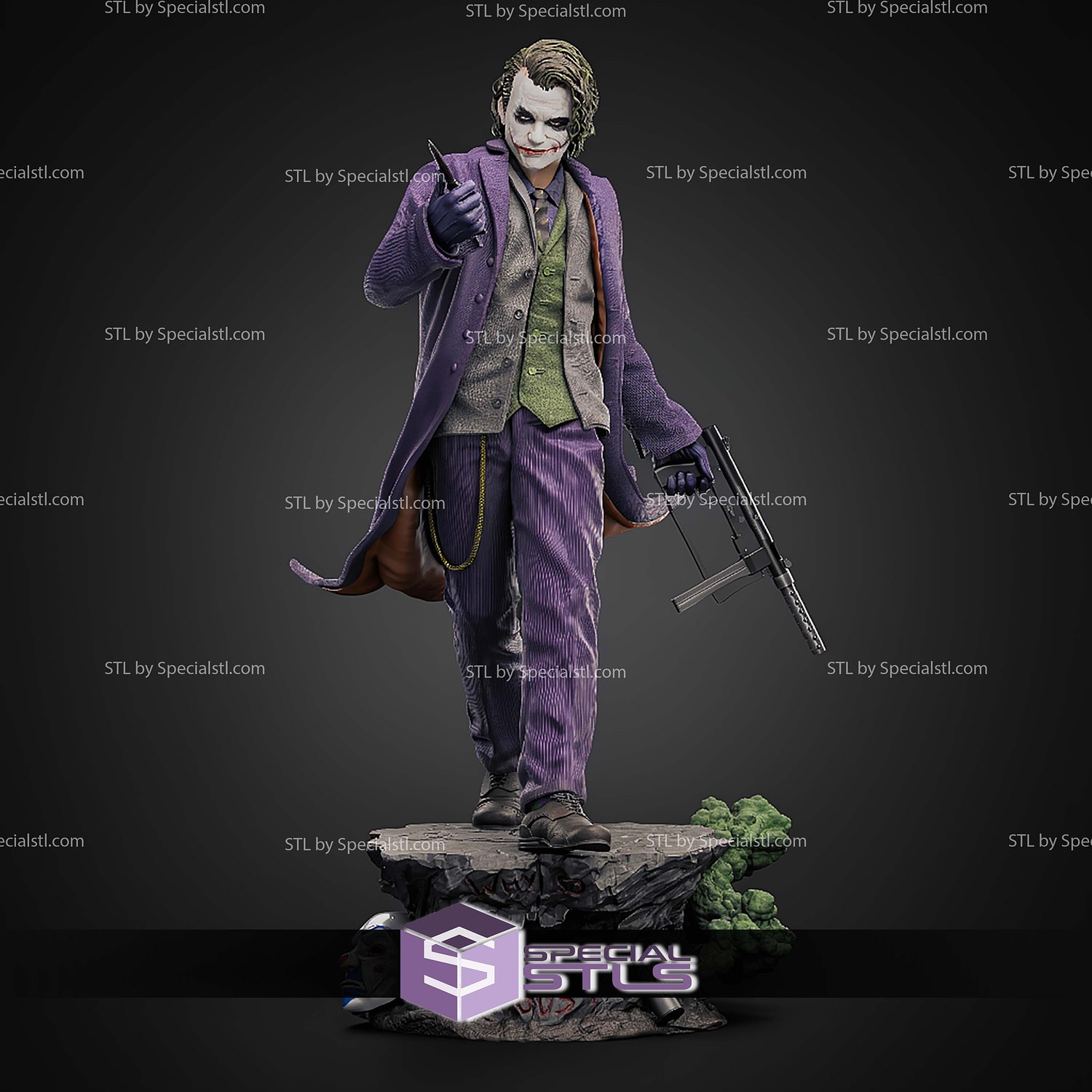 The Clown Joker Heath Ledger 376mm STL Files 3D Model — view 6