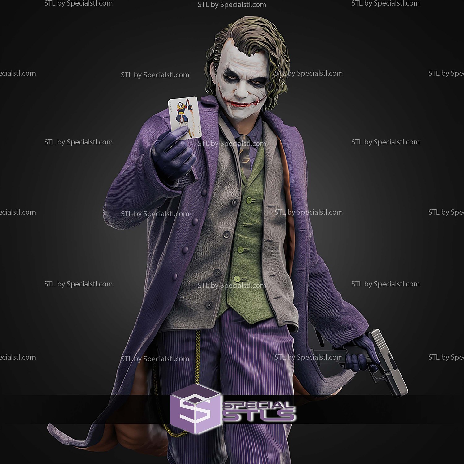 The Clown Joker Heath Ledger 376mm STL Files 3D Model — view 8