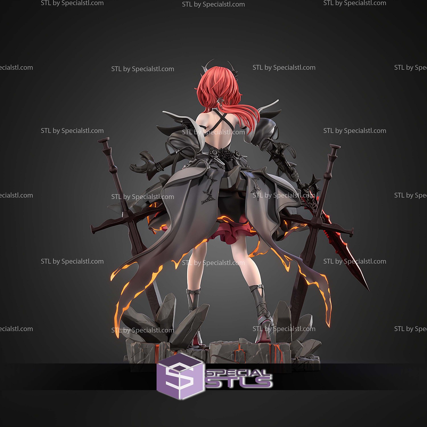 Laevatain Surtr Arknights 267mm STL Files 3D Model — view 4