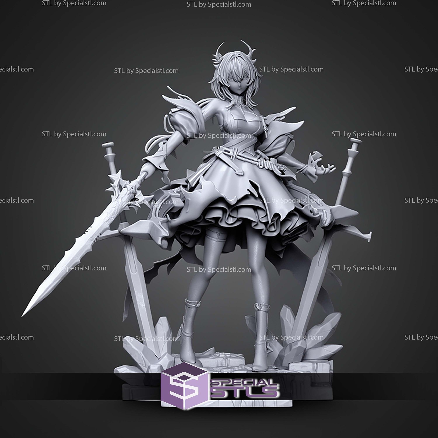 Laevatain Surtr Arknights 267mm STL Files 3D Model — view 5