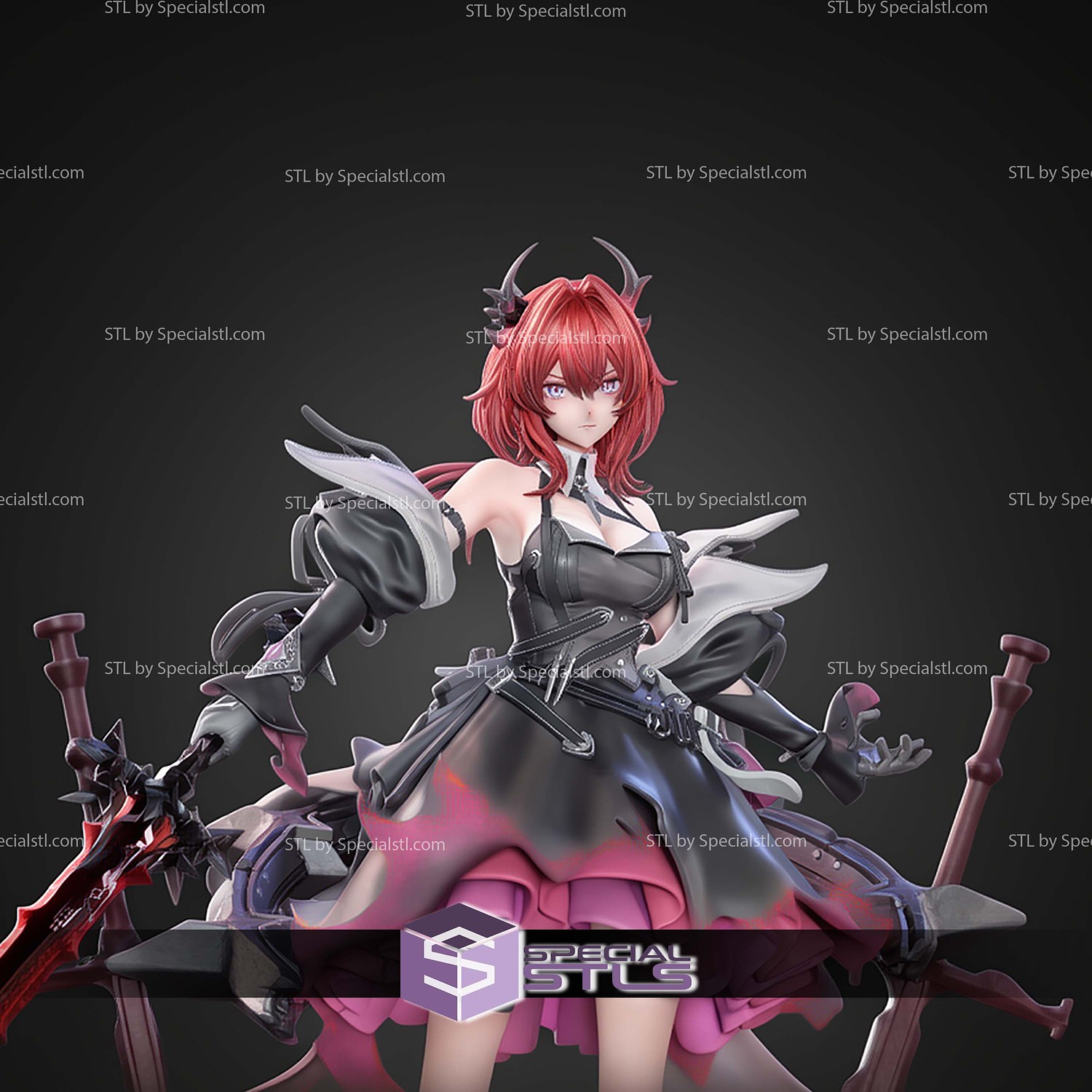 Laevatain Surtr Arknights 267mm STL Files 3D Model — view 6