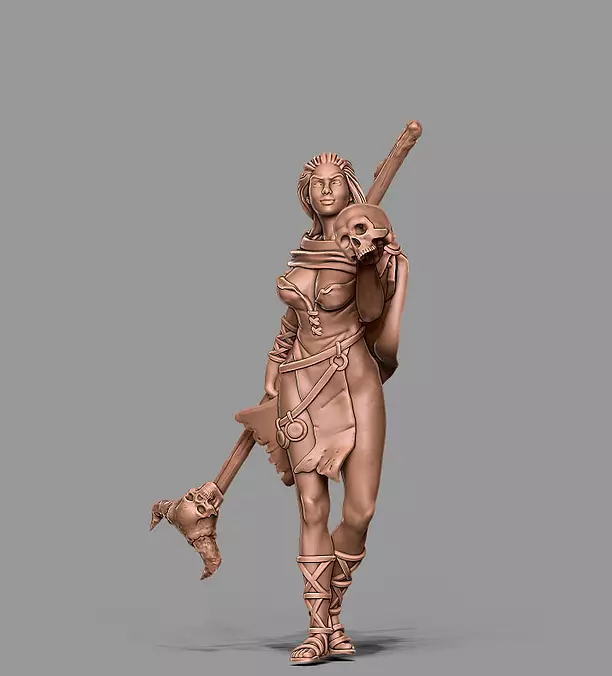 barbarian sorceress - 35mm and 54 mm scale 3D STL Model