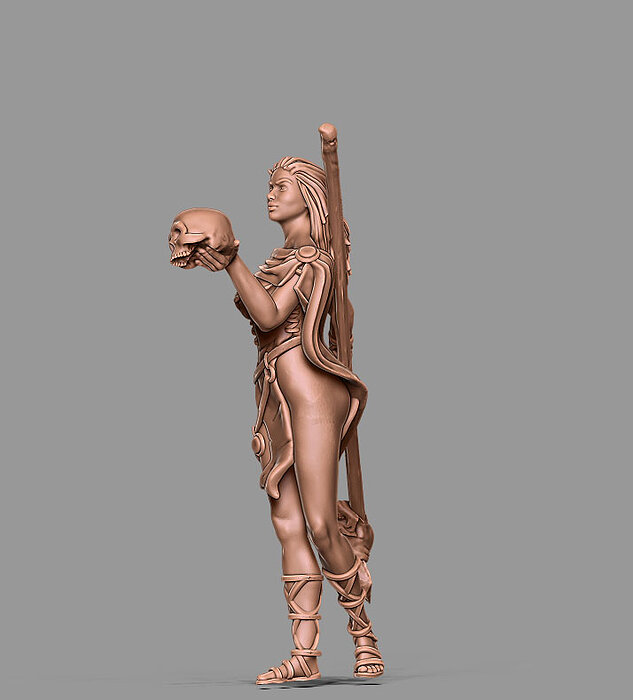 barbarian sorceress - 35mm and 54 mm scale 3D STL Model — view 3